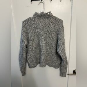 Aerie Light Gray Cropped Mock Neck Knit Sweater